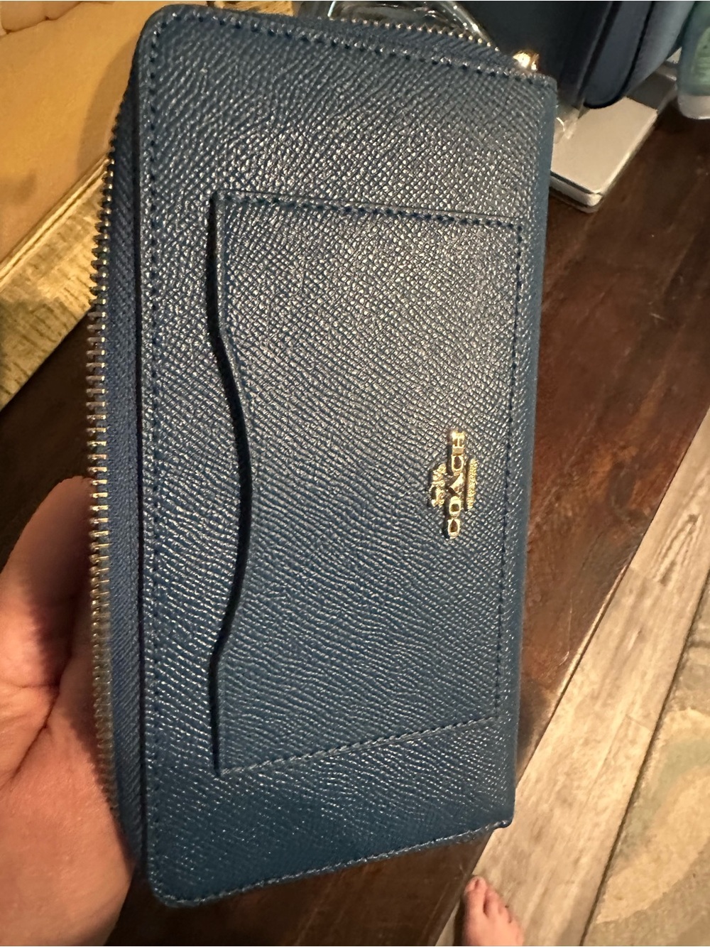 Coach Dark Teal Pebbled Leather Crossbody Shoulder Bag with matching wallet. - Picture 6 of 9